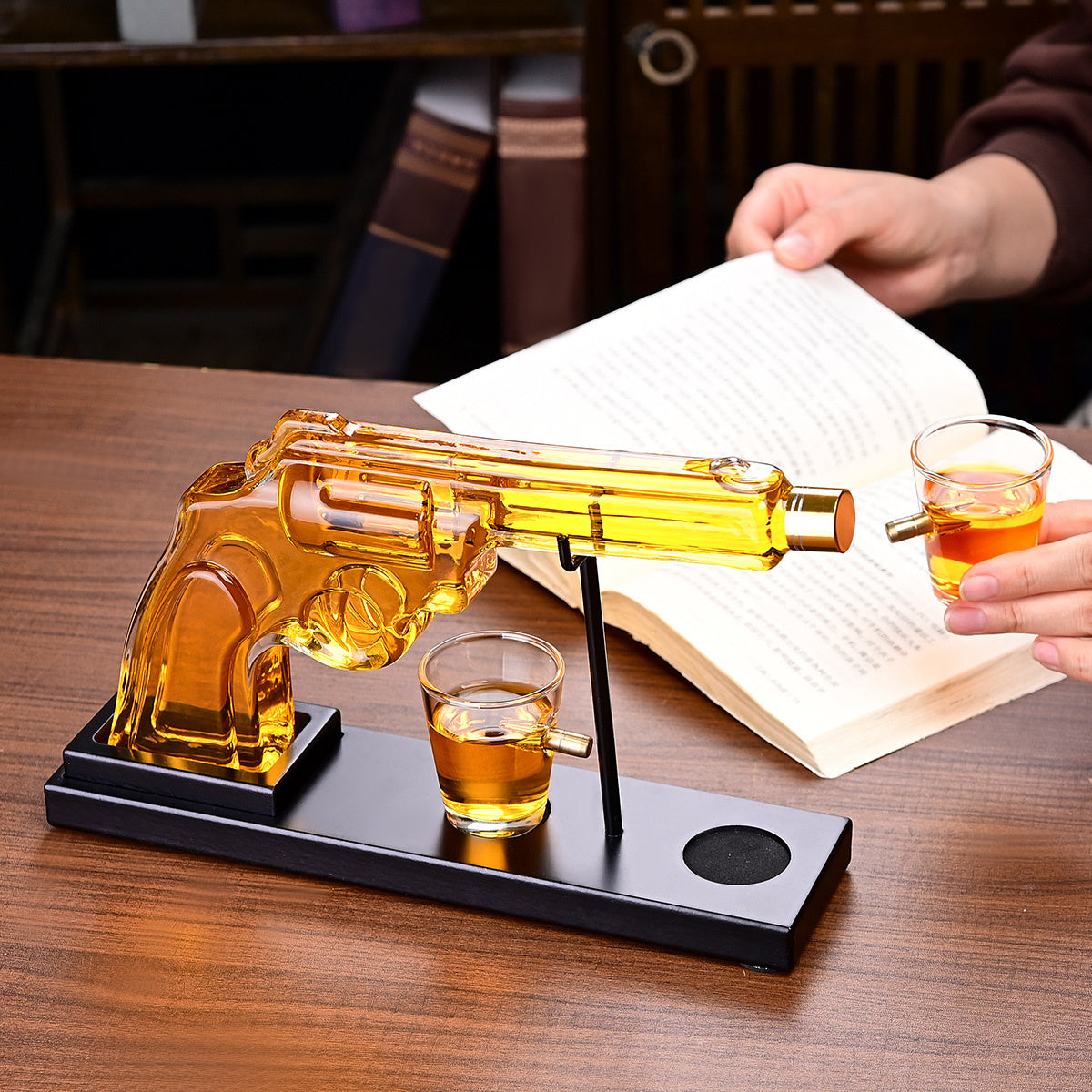 Gifts For Men Dad, 10 Oz Whiskey Gun Decanter Set  2 Bullet Glasses - Unique Birthday Pistol Gift Ideas Daughter Son, Personalized Liquor Dispenser - Scotch Bourbon Vodka, Him, Brother Husband