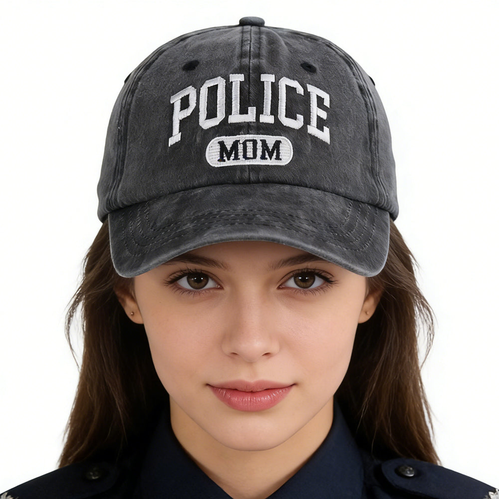 Proud Police Mama Baseball Cap Gifts, Adjustable Embroidered Wash Cotton Baseball Cap