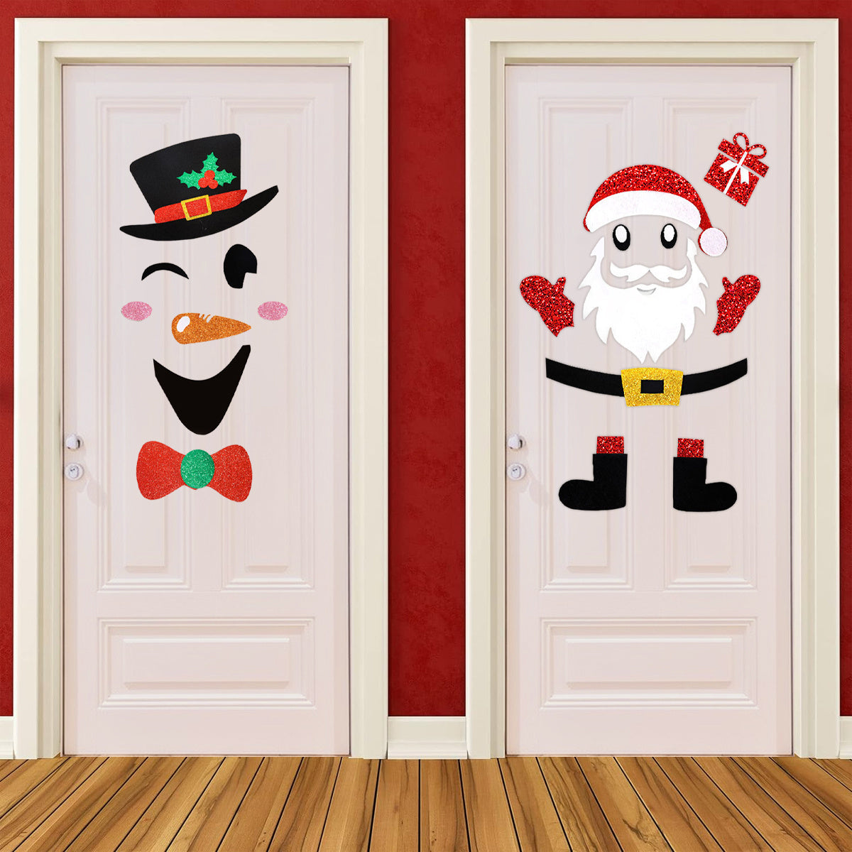 2PCS Christmas Felt Door Stickers Decoration