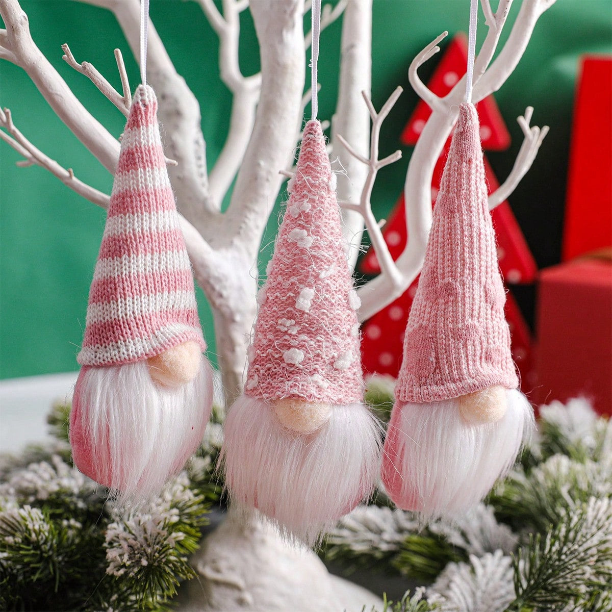 12 Pcs Christmas Gnome Ornaments Christmas Tree Decorations Pendant Ornaments Xmas Tree Hanging Small Swedish Tomte Santa Gnomes Doll Christmas Ornaments Set Holiday Party Decor