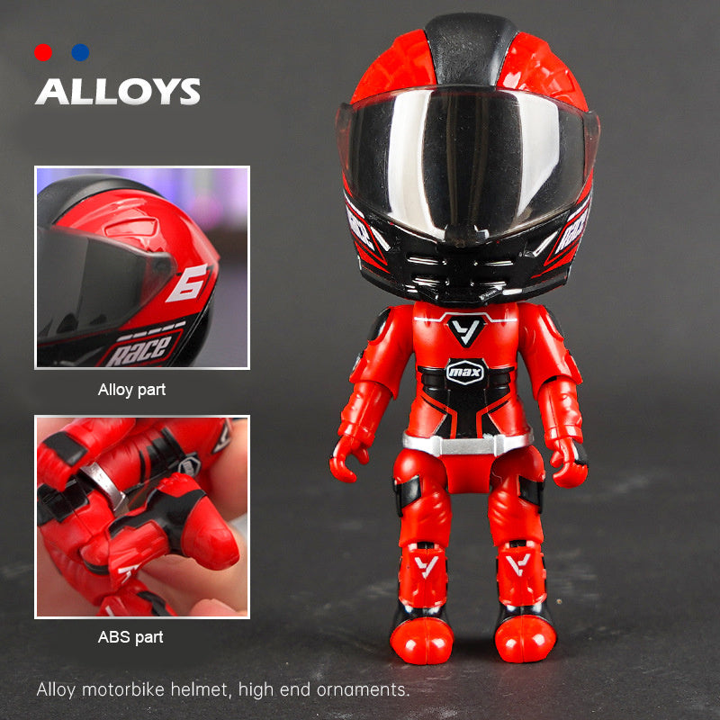 Alloy Motorcycle Rider Figurine, Detachable And Transformable Helmet Figurine, Christmas Gift