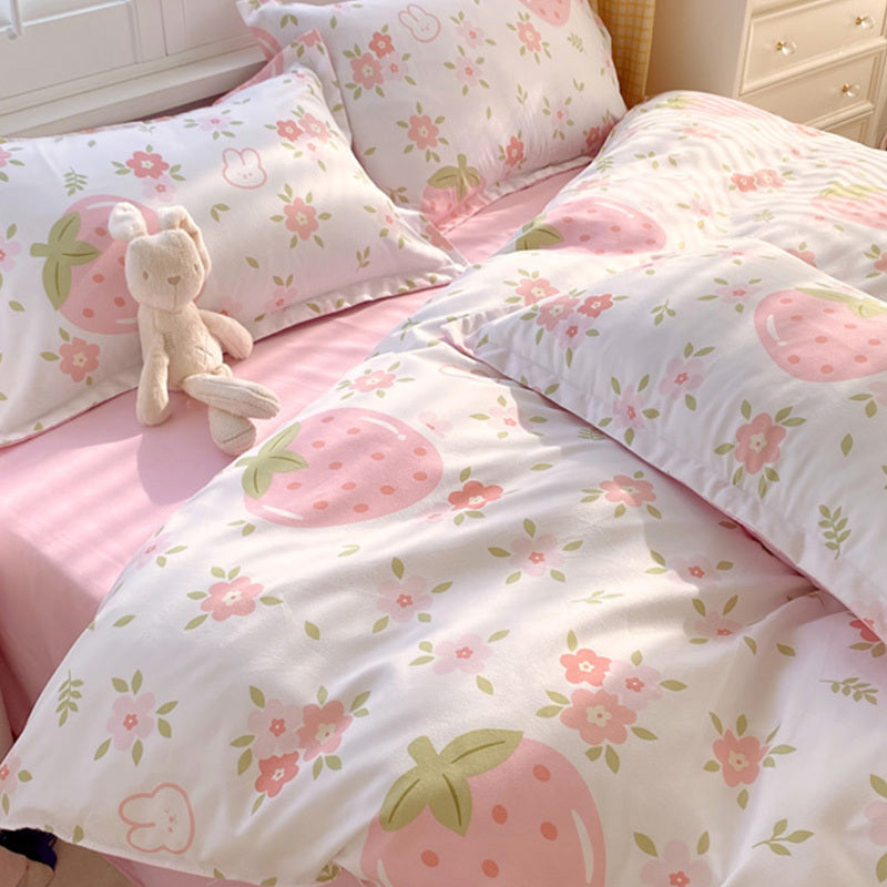 3 Piece Strawberry Duvet Cover Set Strawberry Print Bedding For Home Bedroom Decor Microfiber Quilt Cover Gifts Twin Full Queen King Size