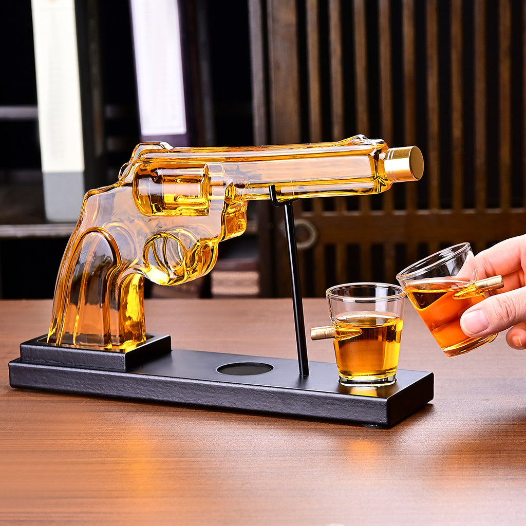 Gifts For Men Dad, 10 Oz Whiskey Gun Decanter Set  2 Bullet Glasses - Unique Birthday Pistol Gift Ideas Daughter Son, Personalized Liquor Dispenser - Scotch Bourbon Vodka, Him, Brother Husband