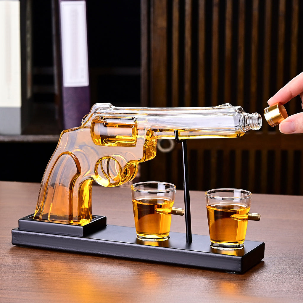 Gifts For Men Dad, 10 Oz Whiskey Gun Decanter Set  2 Bullet Glasses - Unique Birthday Pistol Gift Ideas Daughter Son, Personalized Liquor Dispenser - Scotch Bourbon Vodka, Him, Brother Husband