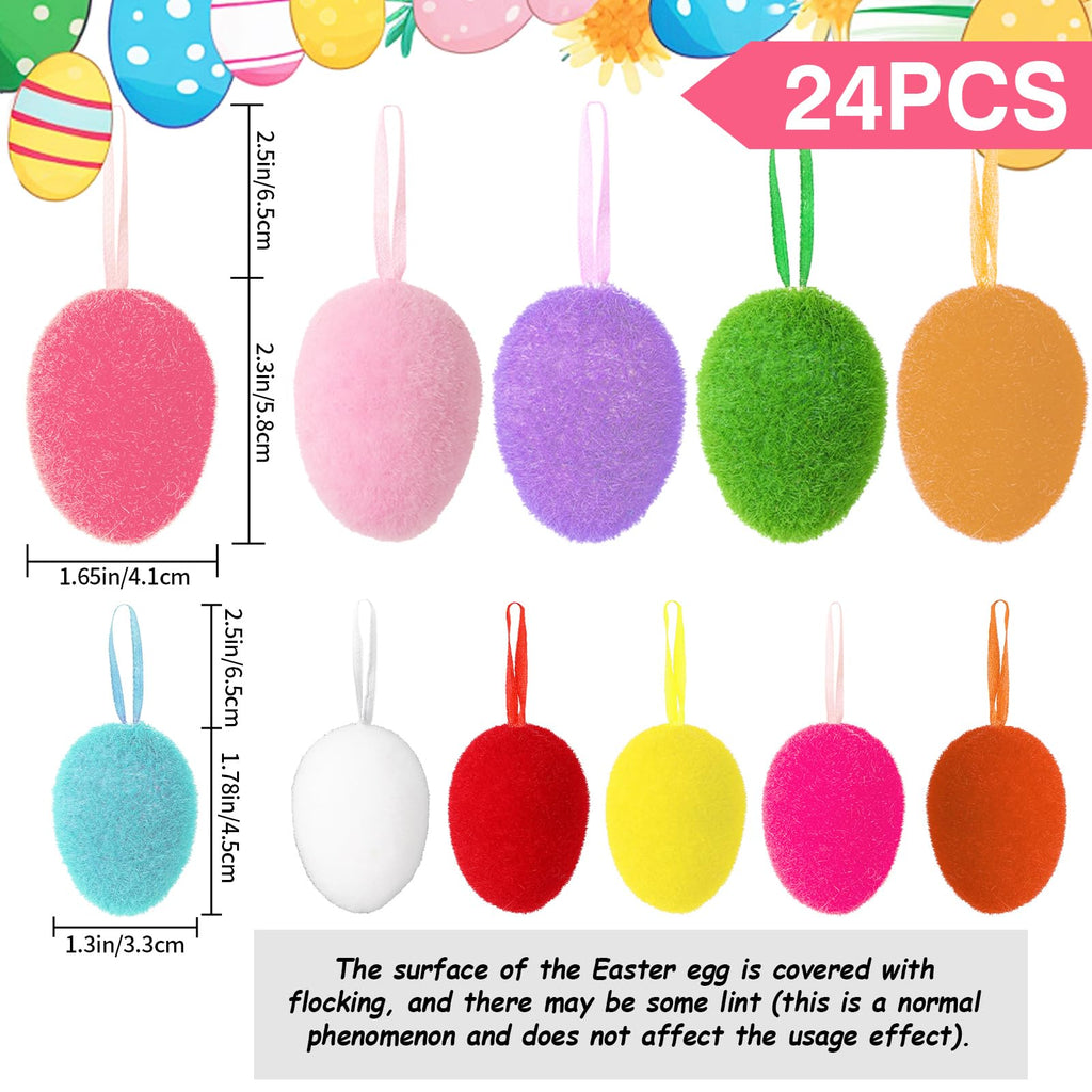 24 Pcs Felted Easter Eggs, Wool Easter Egg With Foam Filling Surprise Decor For Garland Crafts Home Tray Party Decoration