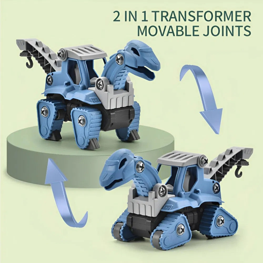 5 Pack Take Apart Dinosaur Set With Electric Drill, Construction Building Toy For Boys, Ideal Xmas Birthday Gift