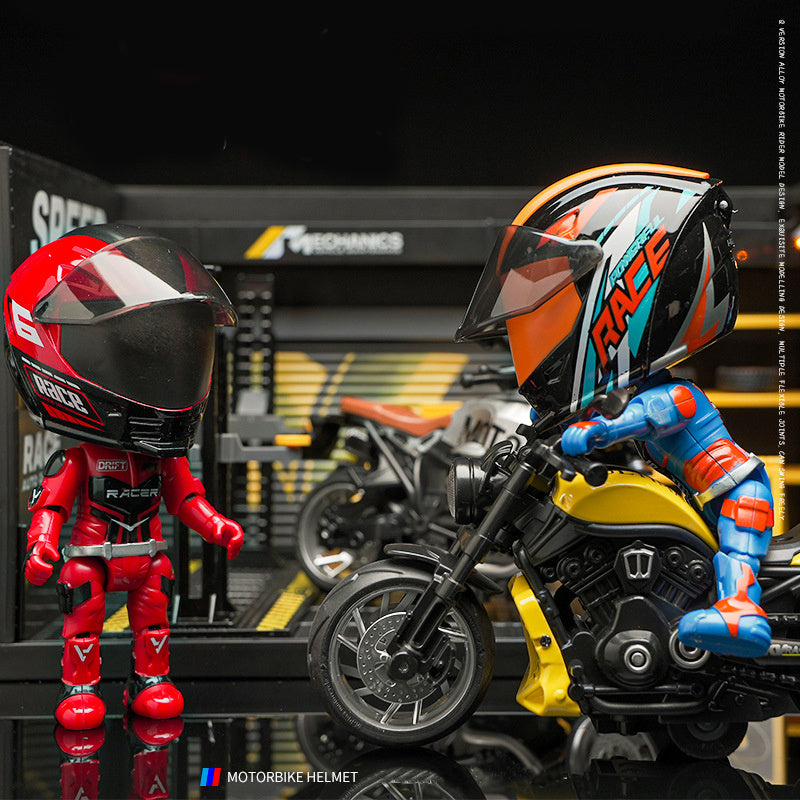 Alloy Motorcycle Rider Figurine, Detachable And Transformable Helmet Figurine, Christmas Gift