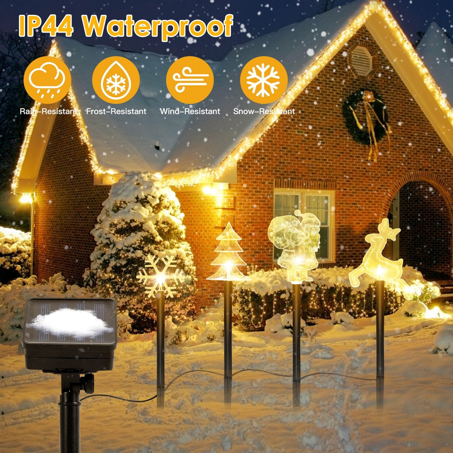 1 Set Of 5Pcs Mixed Christmas Decoration Light Solar Stake Light Waterproof Reindeer Snowflake Bell Christmas Tree Santa Claus Light Outdoor Landscape Light