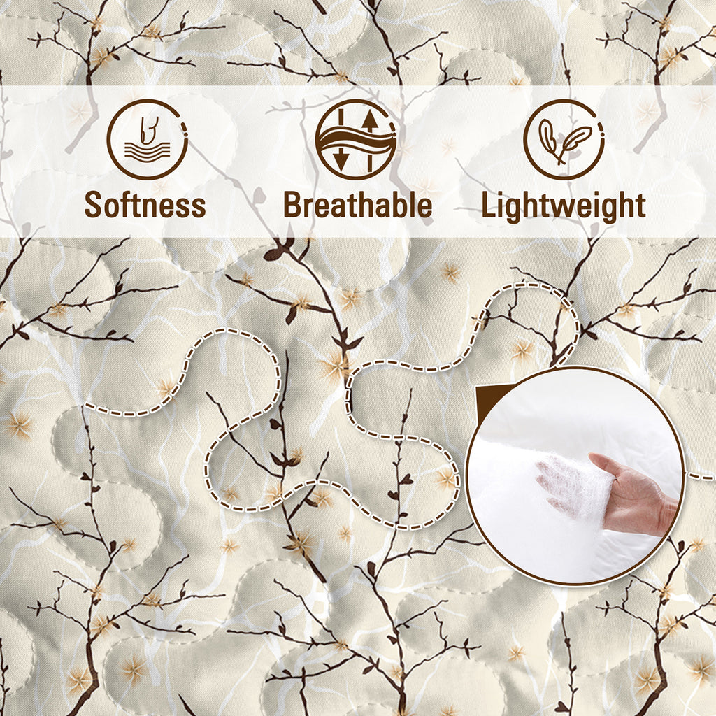 3pcs Minimalist Tree Branch Patterned Blankets Suitable For All Seasons, Including Flower And Autumn Leaf Bedding Sets With 2 Pillowcases, Suitable For Children And Adults