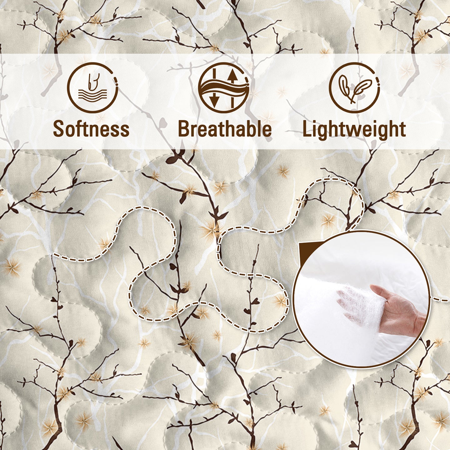 3pcs Minimalist Tree Branch Patterned Blankets Suitable For All Seasons, Including Flower And Autumn Leaf Bedding Sets With 2 Pillowcases, Suitable For Children And Adults