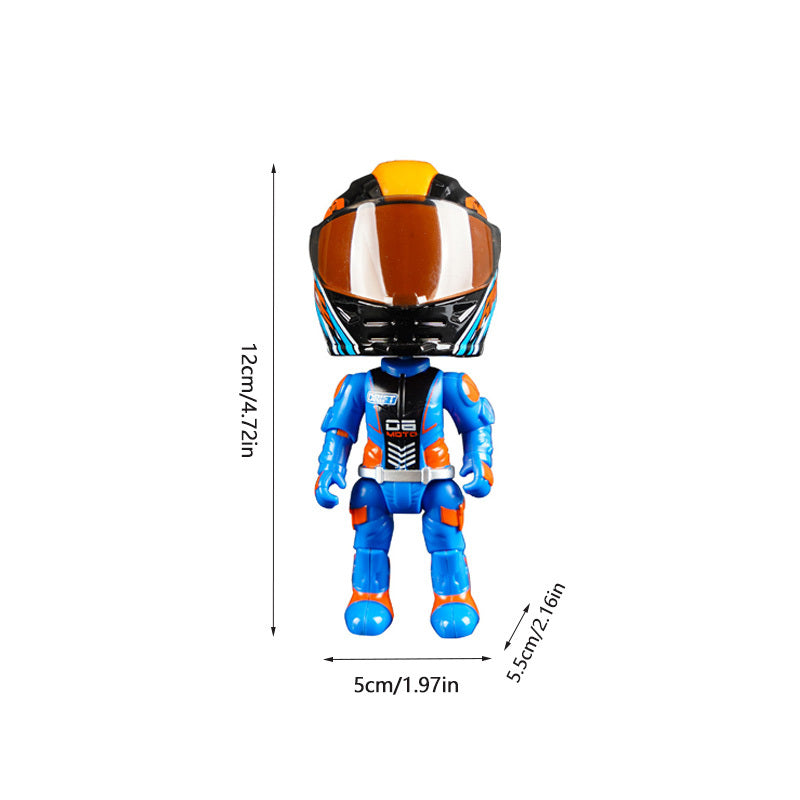 Alloy Motorcycle Rider Figurine, Detachable And Transformable Helmet Figurine, Christmas Gift