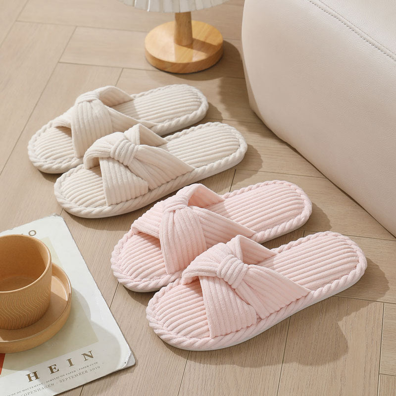 Corduroy Cross Cotton Slippers Home Warm Slippers