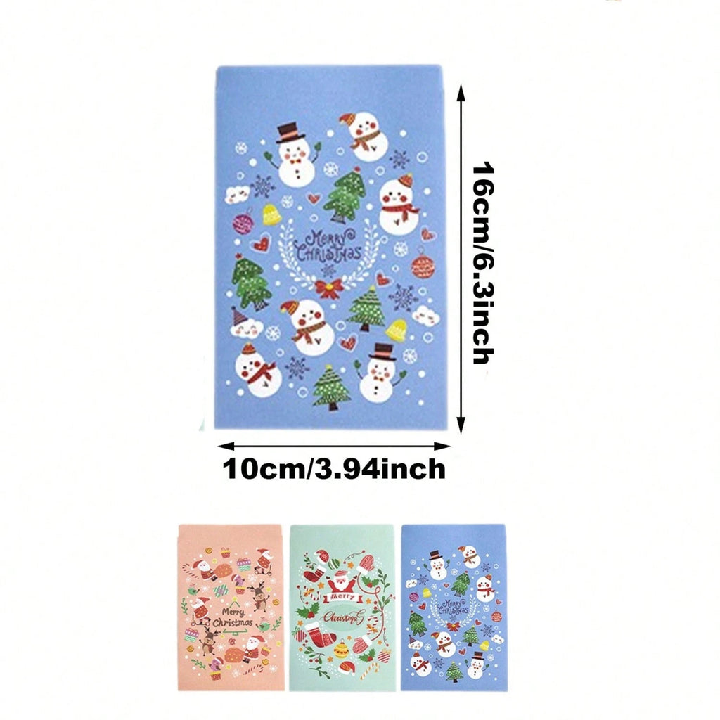 48-piece Christmas Advent Calendar Gift Bag Set, Envelope-style Gift Bags With Countdown Number Stickers From 1 To 24, Featuring Santa Claus And Snowman Patterns, Comes With Clips And Strings, Suitabl
