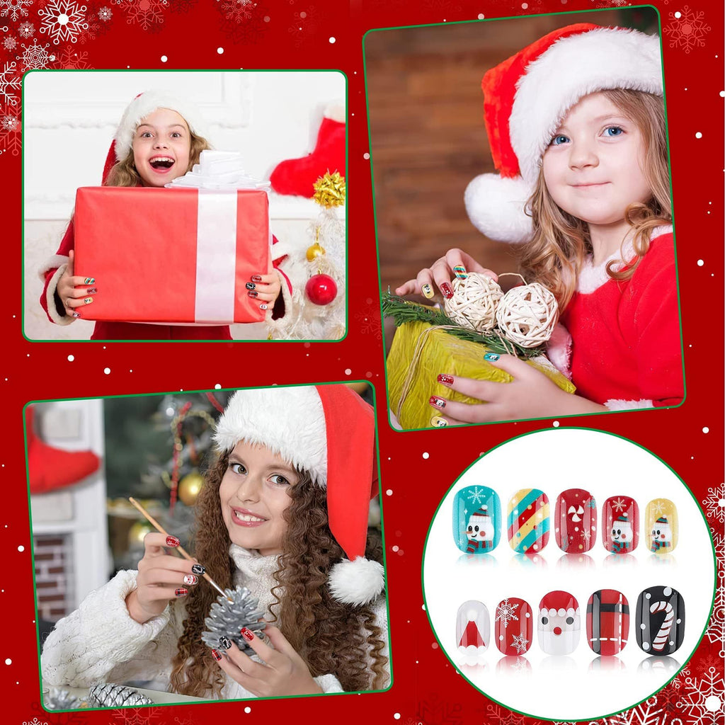 Christmas Stick On Nail, 48 Pcs False Nails Kids Full Cover Xmas Short False Nail Children Nails Lovely Gift For Kids Little Girls Nail Art Decoration-Ban On Selling On Amazon