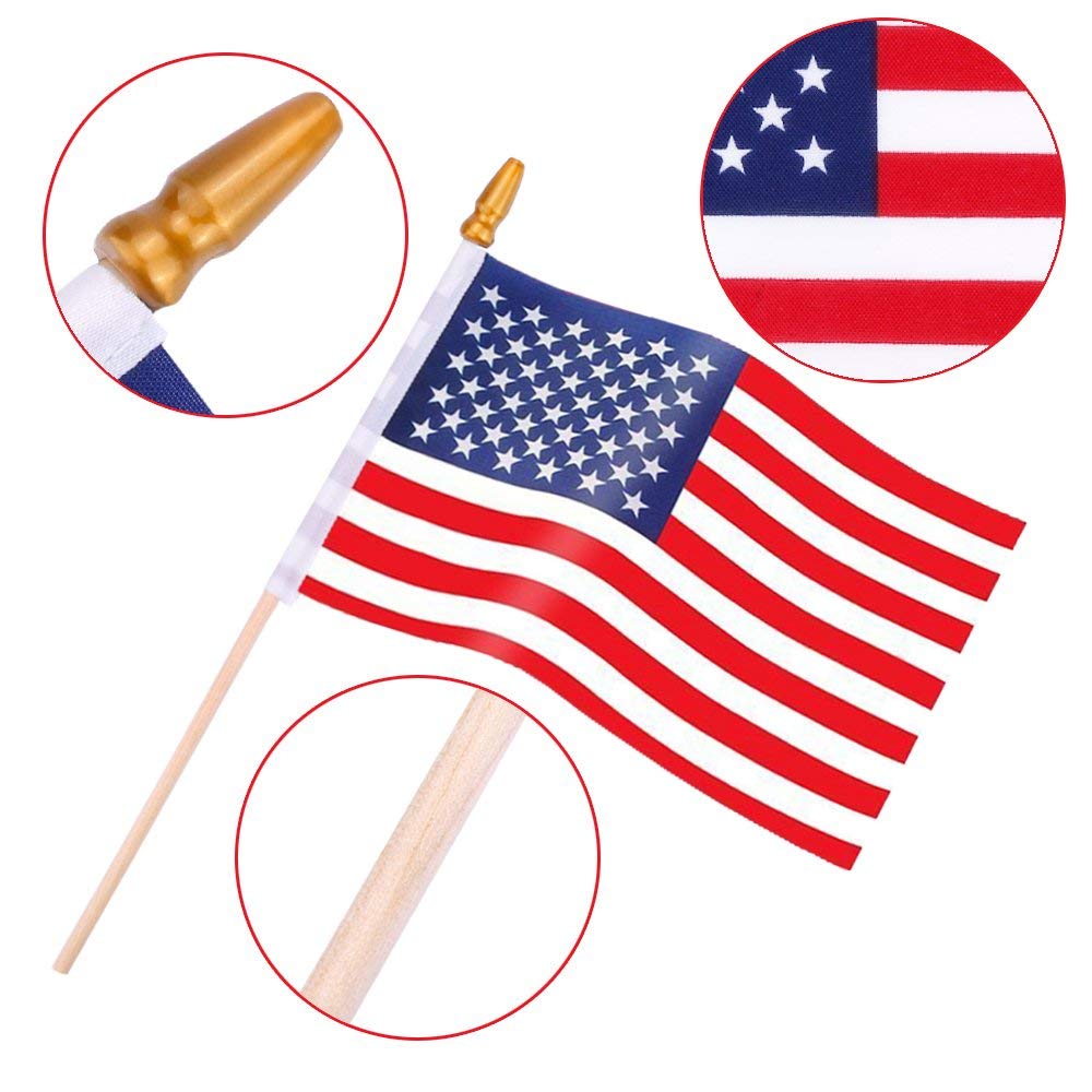 Small American Flags On Stick,65 American Flags Hand Held Mini US Flags For American Independence Day,Memorial Day President's Day,Veterans Day