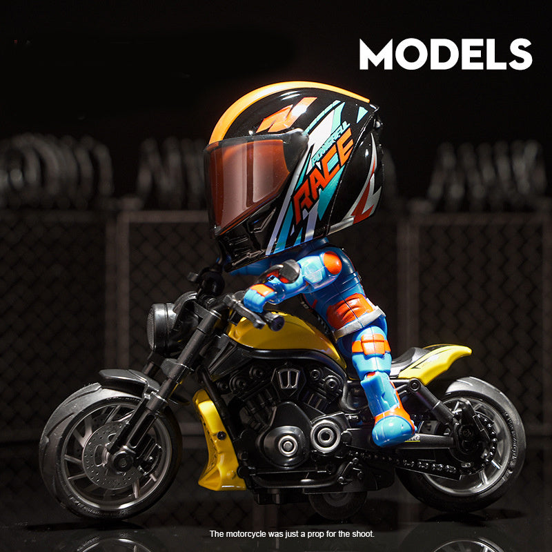 Alloy Motorcycle Rider Figurine, Detachable And Transformable Helmet Figurine, Christmas Gift