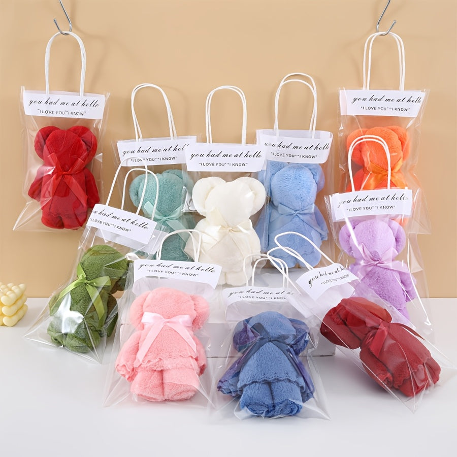 20 Piece Cute Bear Towel Gift Set - Perfect For Valentine's Day, Weddings, Birthdays, Cute Towels, Holiday Designs, Plush Material, Soft Fabric, Bathroom Accessories, Event Organizers, Holiday Shopper