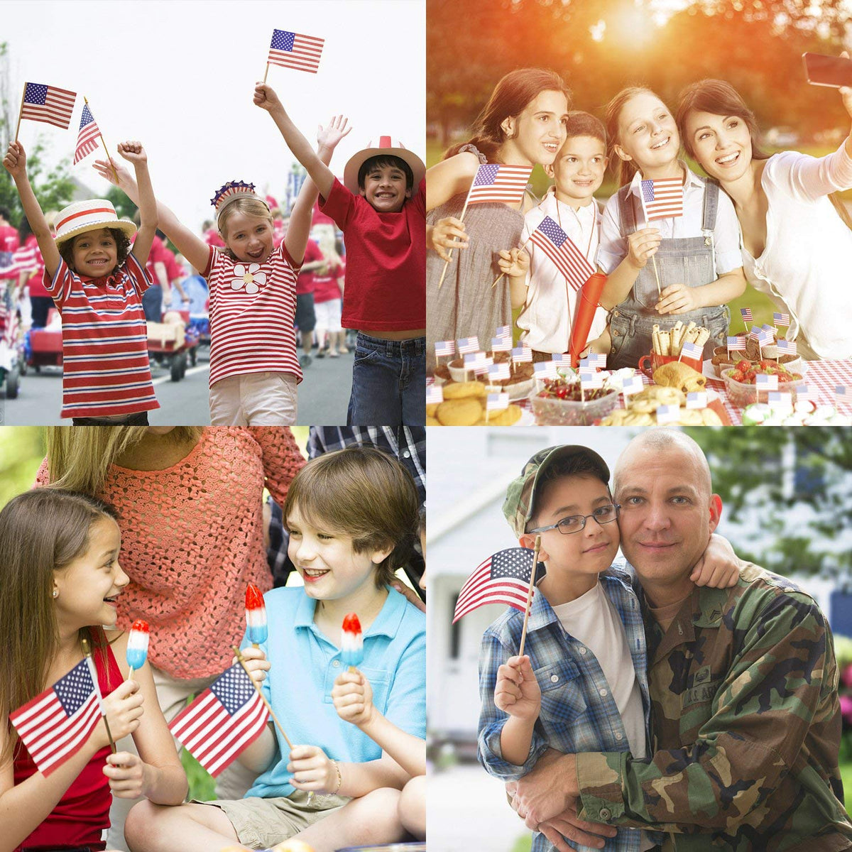 Small American Flags On Stick,65 American Flags Hand Held Mini US Flags For American Independence Day,Memorial Day President's Day,Veterans Day