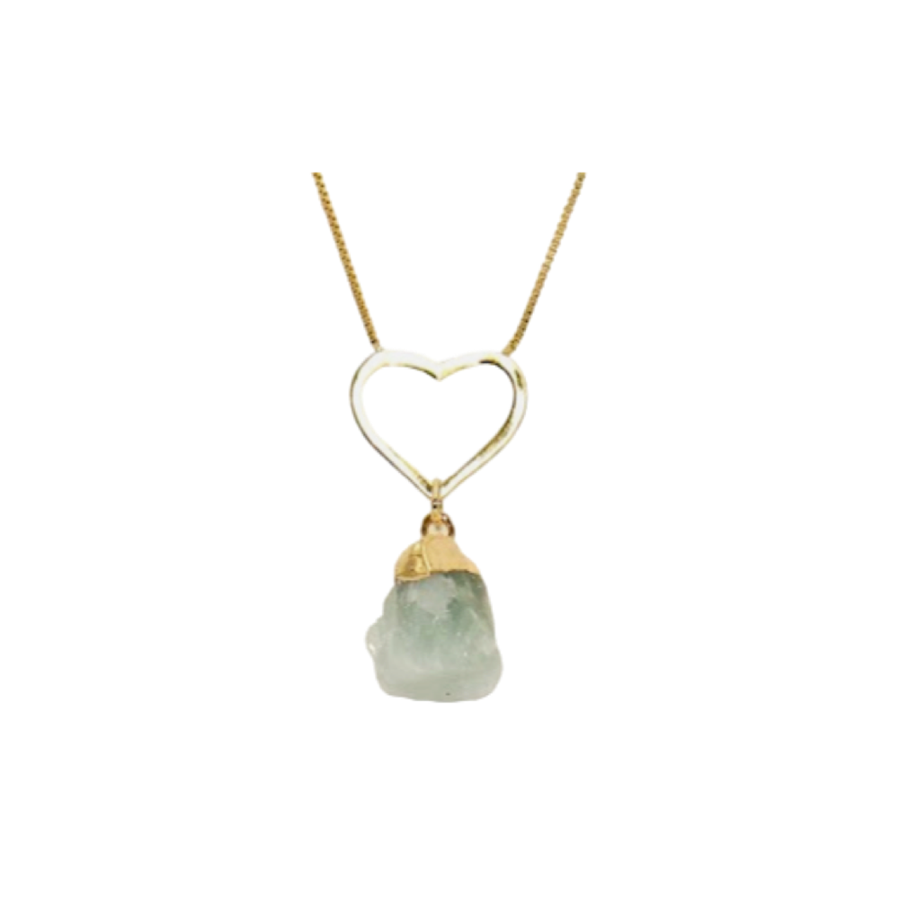 Raw Aquamarine Heart Necklace