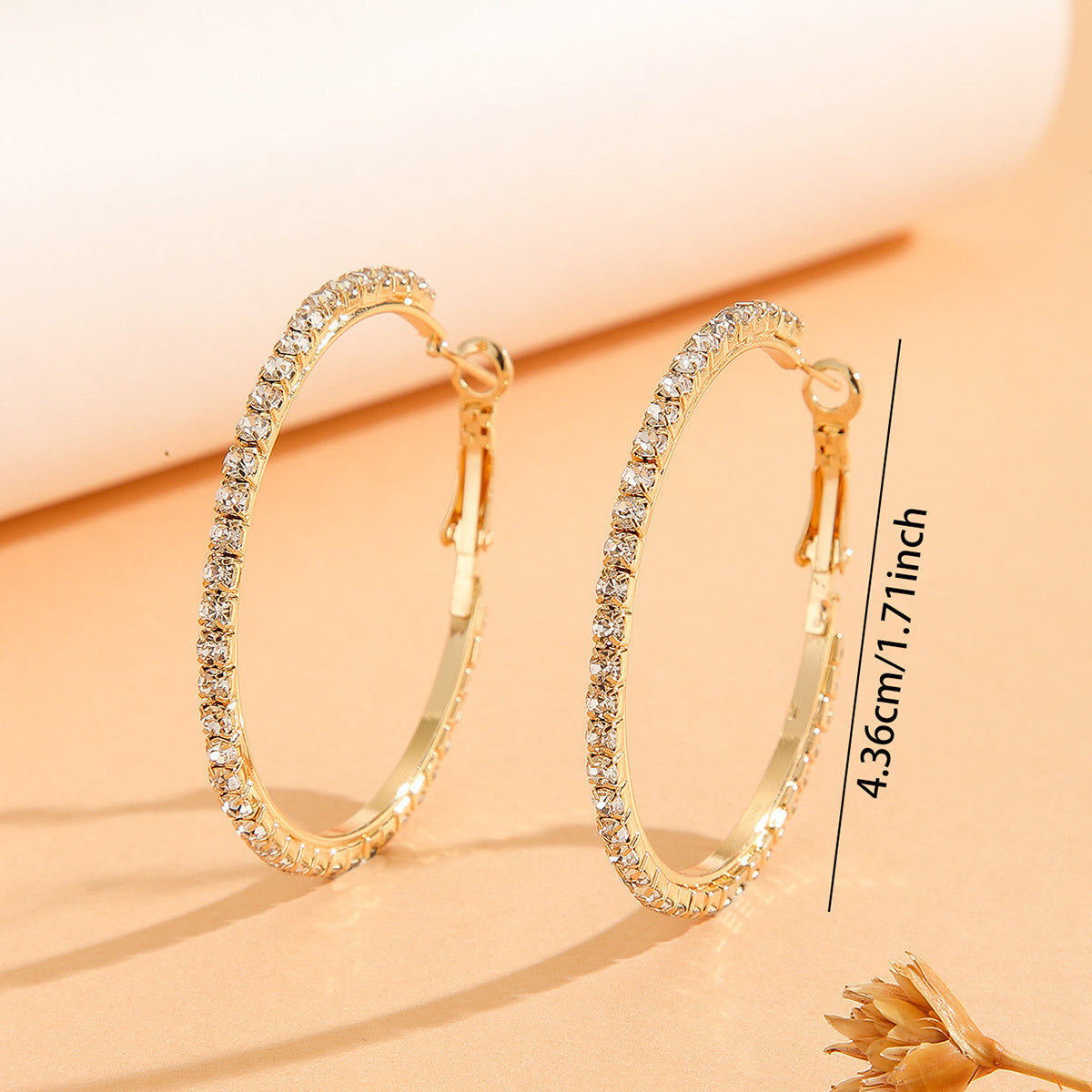 1 Pair European And American Zircon Inlaid Princess Style Large Earrings For Women, Worn At Daily Parties, Wedding Jewelry, Birthday Gifts