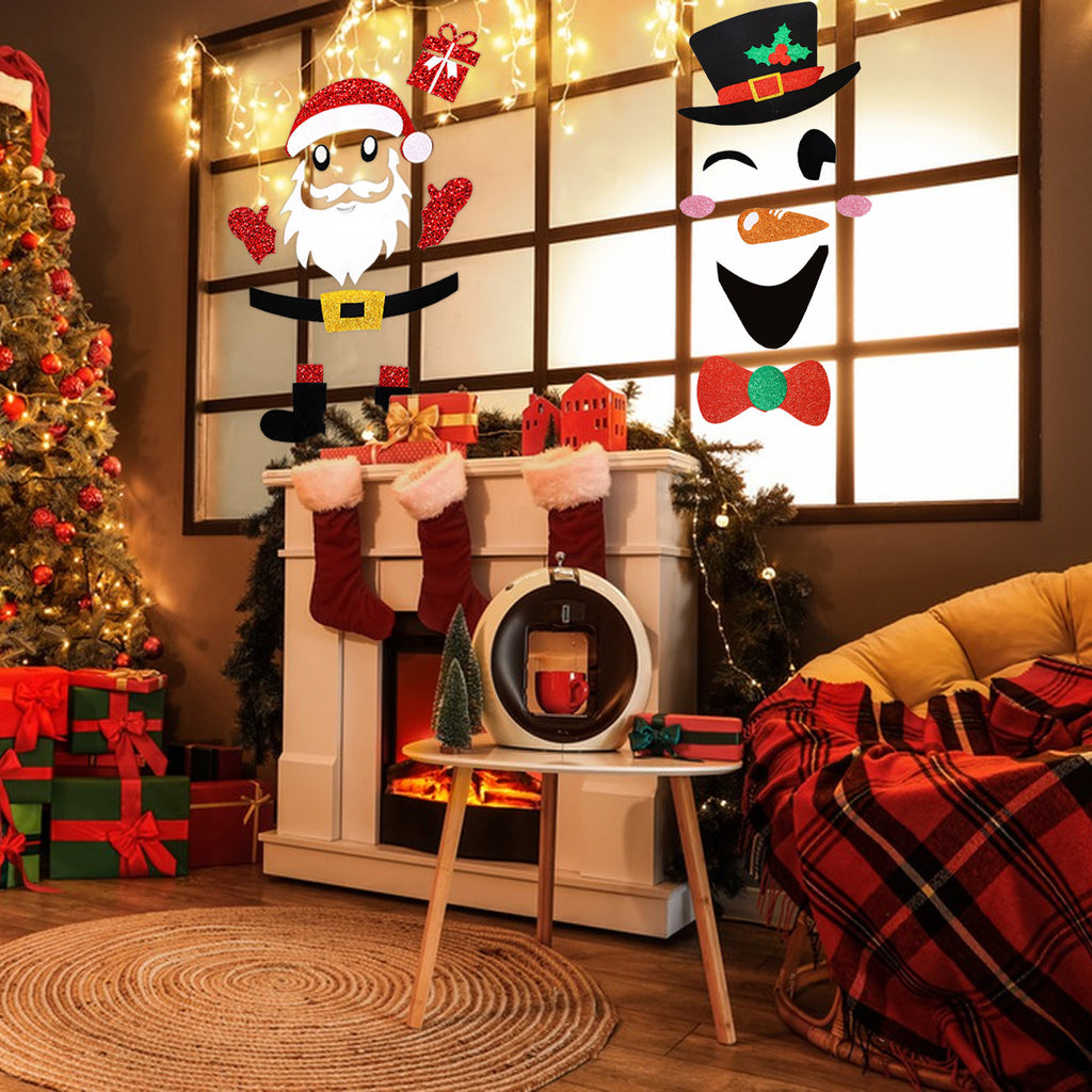 2PCS Christmas Felt Door Stickers Decoration