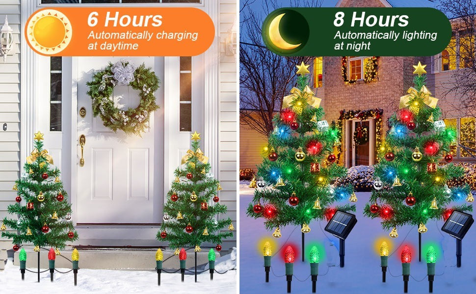 Solar Christmas Tree Lights For 2 Pcs