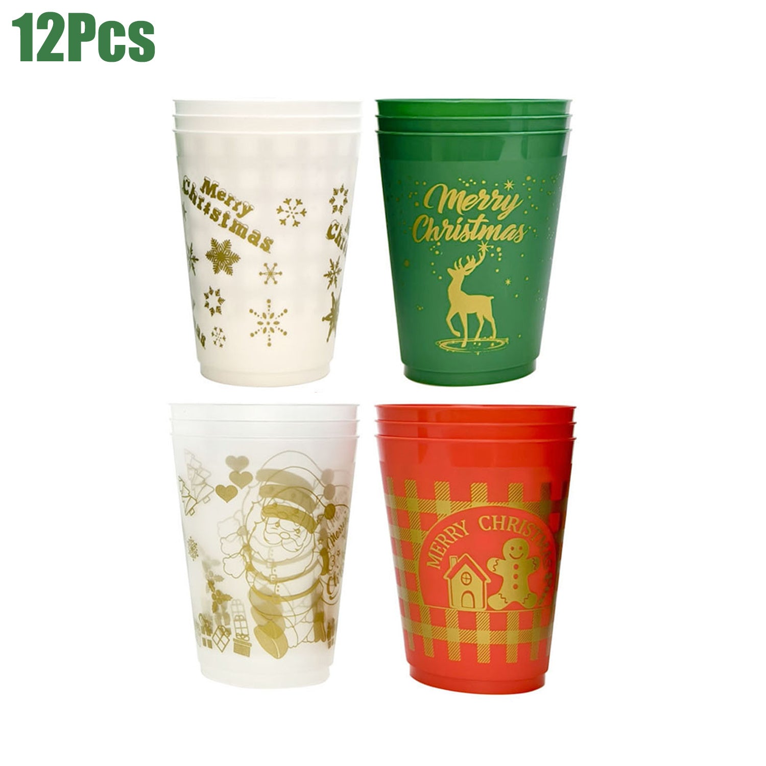 12Pcs Christmas Drink Cups