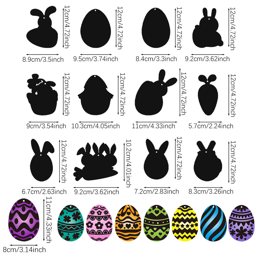 80 Pcs Easter Egg Scratch Art Set Paper Easter Ornaments