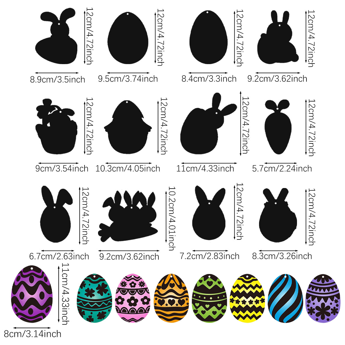 80 Pcs Easter Egg Scratch Art Set Paper Easter Ornaments