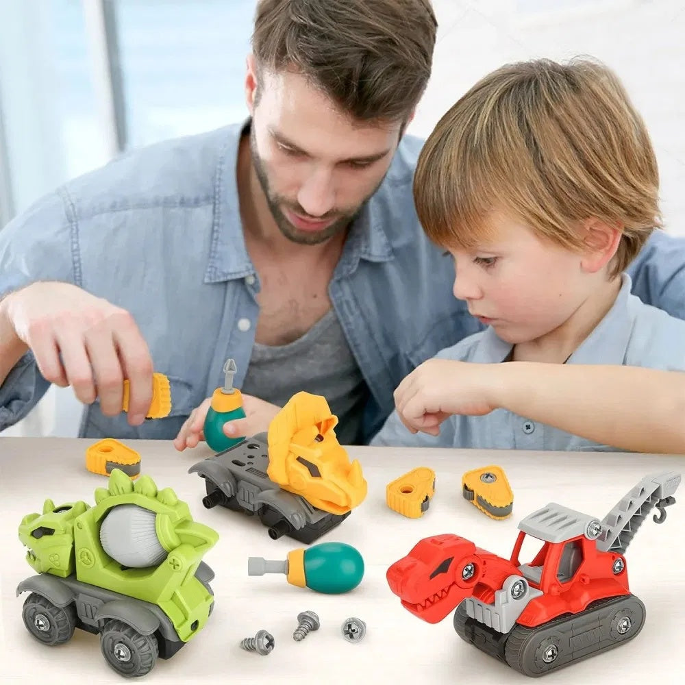 5 Pack Take Apart Dinosaur Set With Electric Drill, Construction Building Toy For Boys, Ideal Xmas Birthday Gift