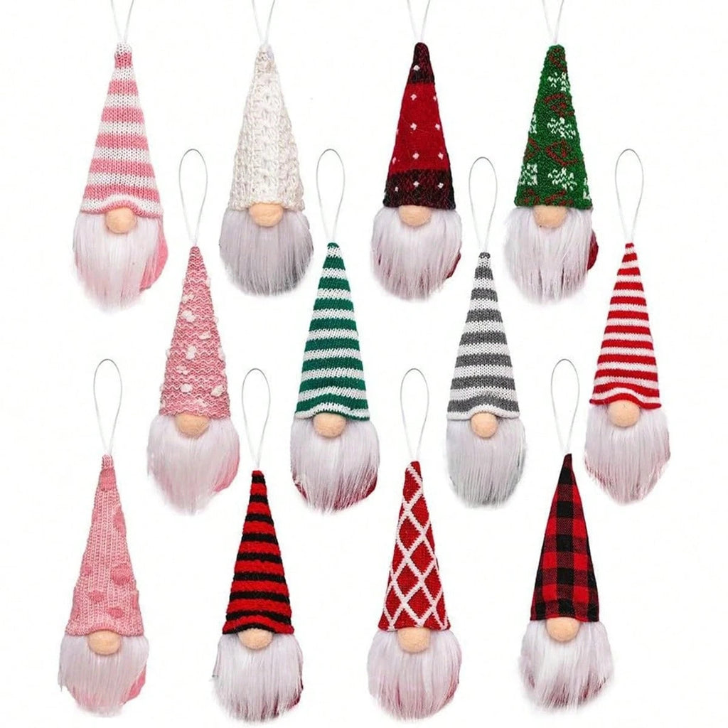 12 Pcs Christmas Gnome Ornaments Christmas Tree Decorations Pendant Ornaments Xmas Tree Hanging Small Swedish Tomte Santa Gnomes Doll Christmas Ornaments Set Holiday Party Decor