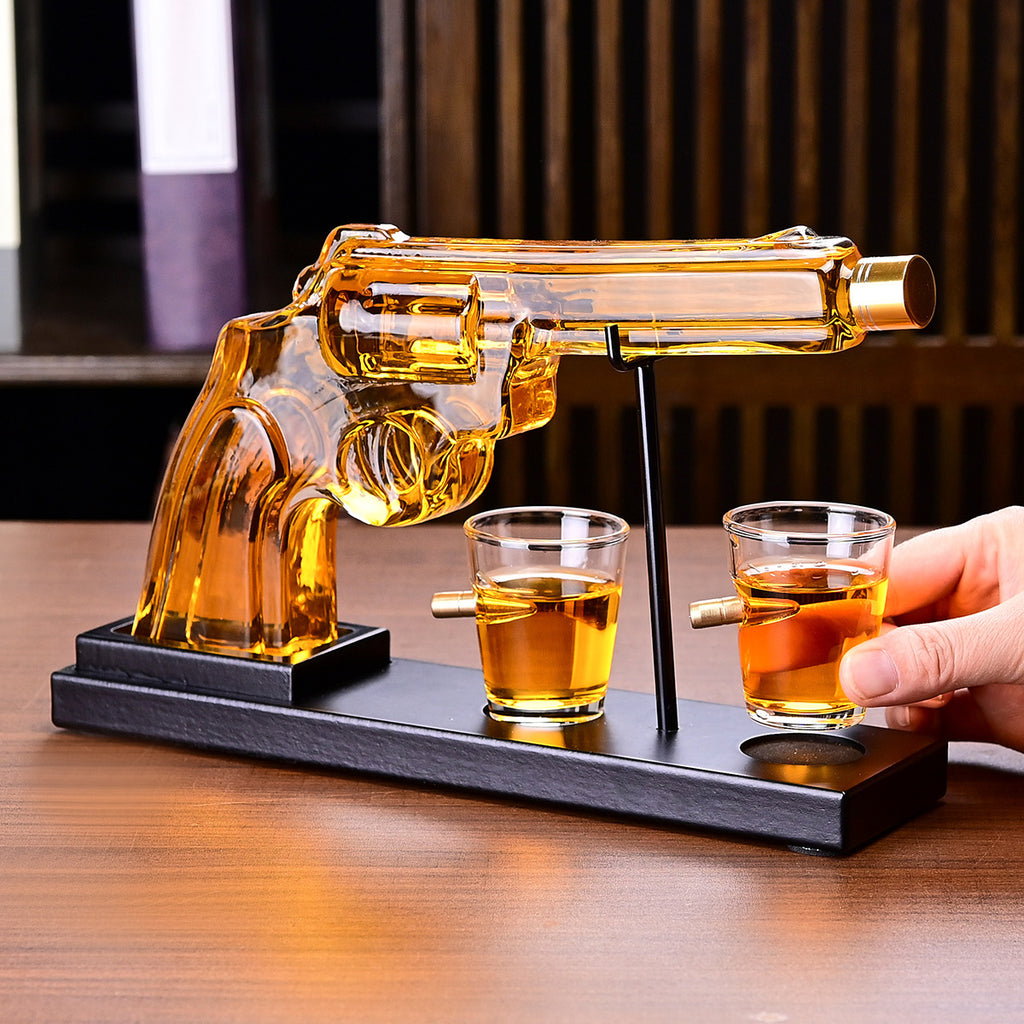Gifts For Men Dad, 10 Oz Whiskey Gun Decanter Set  2 Bullet Glasses - Unique Birthday Pistol Gift Ideas Daughter Son, Personalized Liquor Dispenser - Scotch Bourbon Vodka, Him, Brother Husband