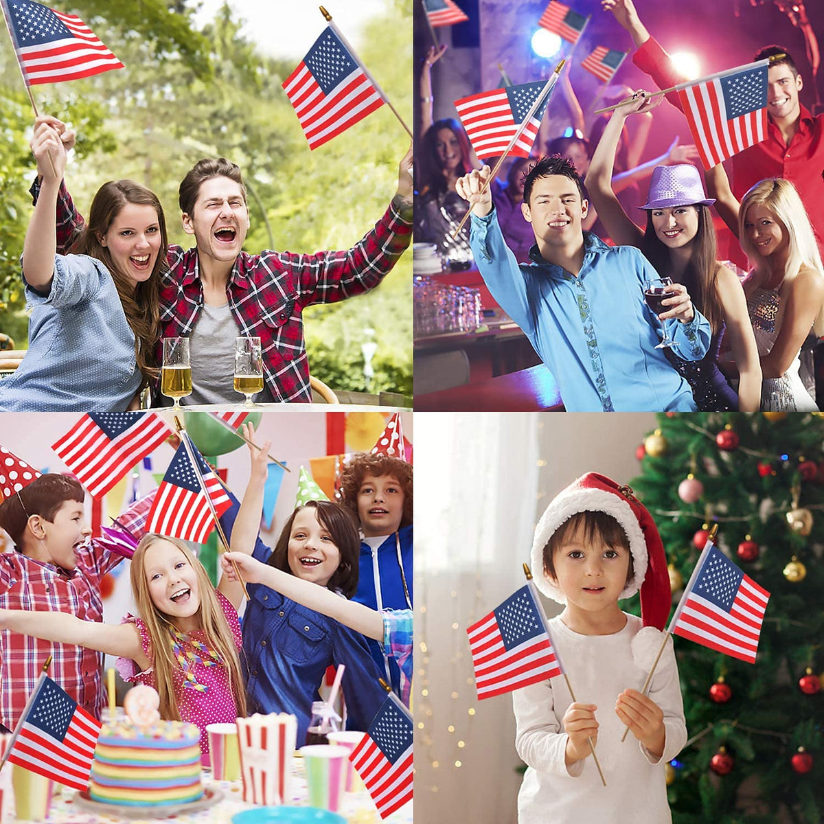 Small American Flags On Stick,65 American Flags Hand Held Mini US Flags For American Independence Day,Memorial Day President's Day,Veterans Day