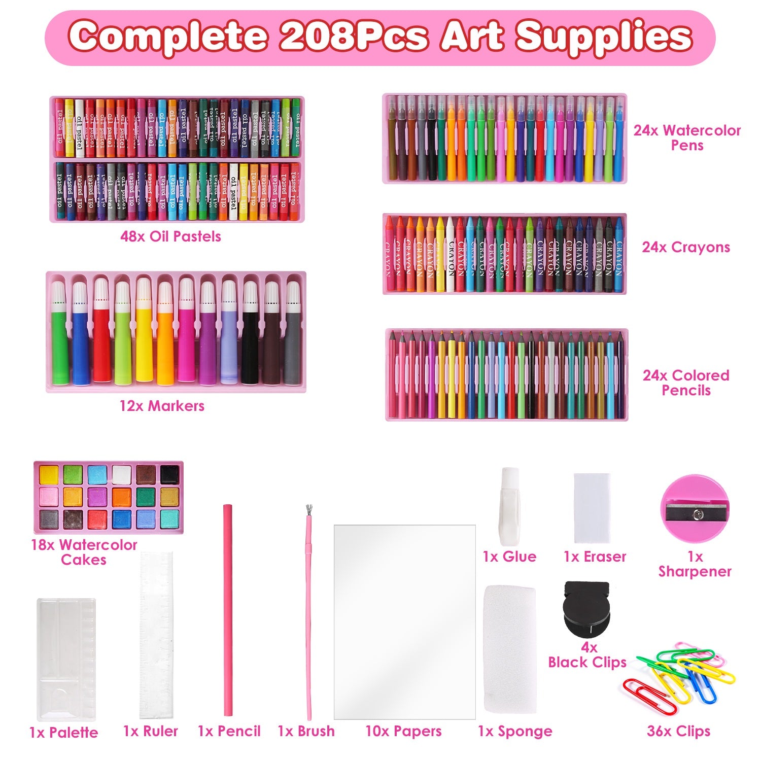 208pc Kids Art Kit