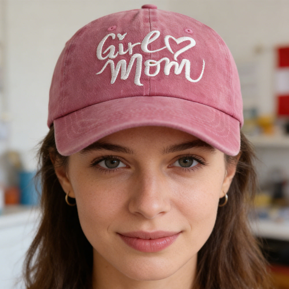 Girl Mom Hats Mothers Birthday Gifts For Women, Adjustable Embroidered Wash Cotton Baseball Cap
