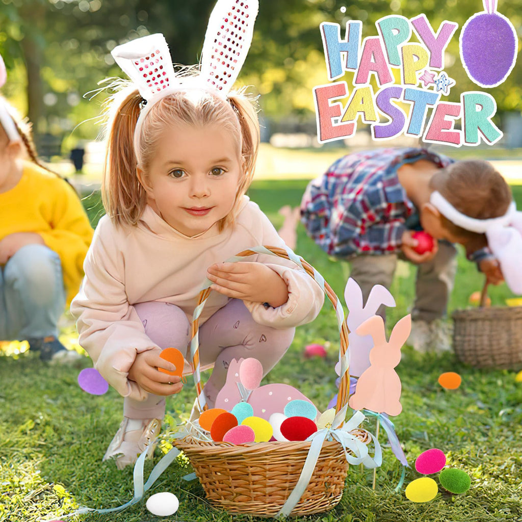 24 Pcs Felted Easter Eggs, Wool Easter Egg With Foam Filling Surprise Decor For Garland Crafts Home Tray Party Decoration