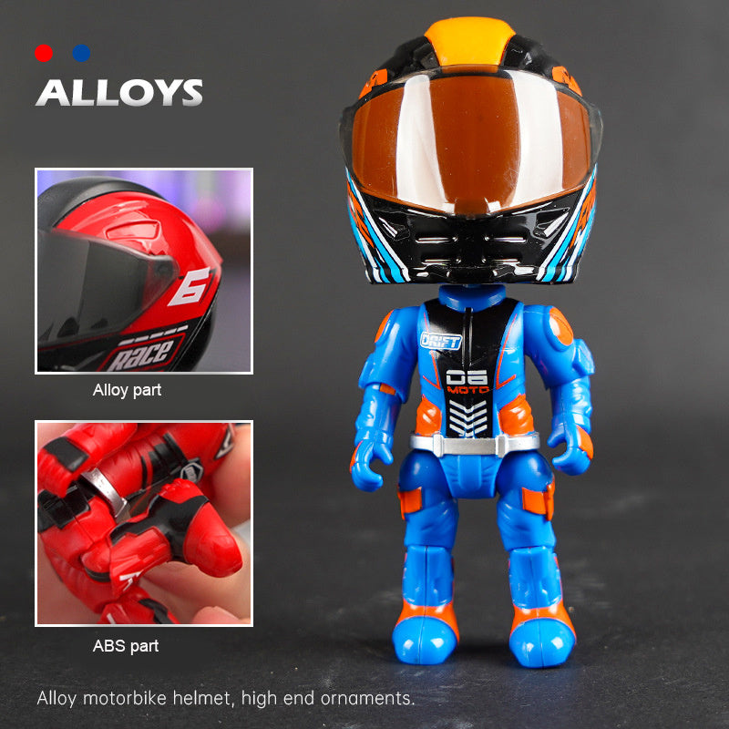 Alloy Motorcycle Rider Figurine, Detachable And Transformable Helmet Figurine, Christmas Gift