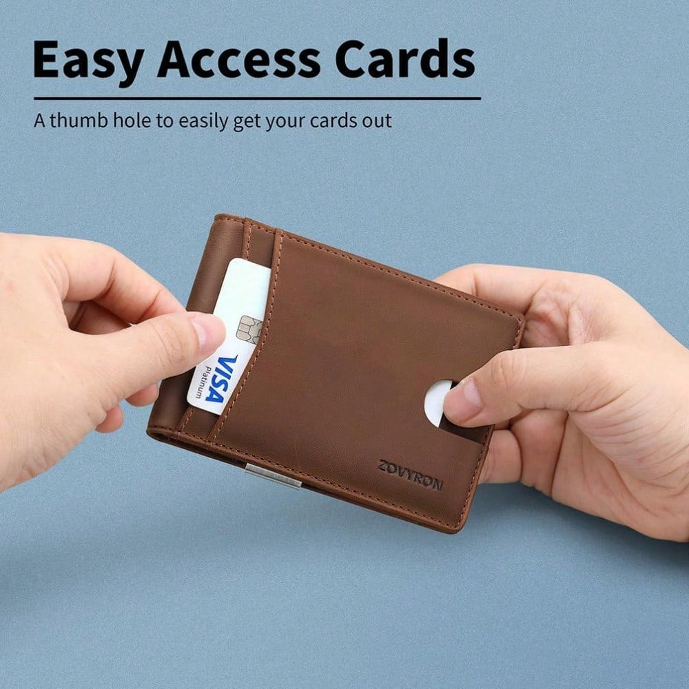 Wallet For Men Slim Bifold Leather Wallet With Money Clip RFID Blocking Minimalist Card Holder Front Pocket Mens Wallet