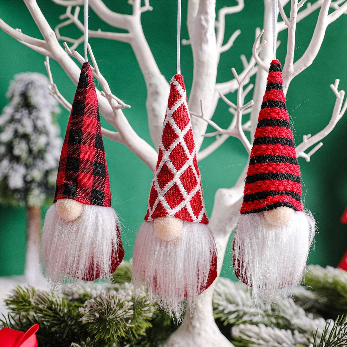 12 Pcs Christmas Gnome Ornaments Christmas Tree Decorations Pendant Ornaments Xmas Tree Hanging Small Swedish Tomte Santa Gnomes Doll Christmas Ornaments Set Holiday Party Decor